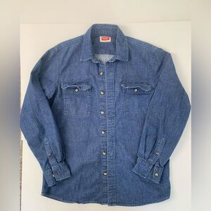 Wrangler Men's Blue Denim Button Up